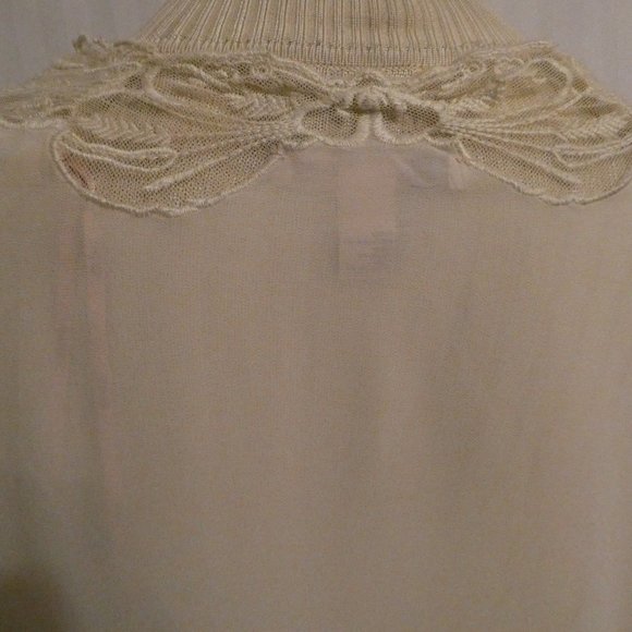 FOREVER 21 cream Long Sleeve Lace tied Top Blouse - Picture 9 of 12